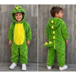 TU Clothing Dinosaur Costume Plush  Zip Hoody Jumpsuit Romper Halloween Size 5